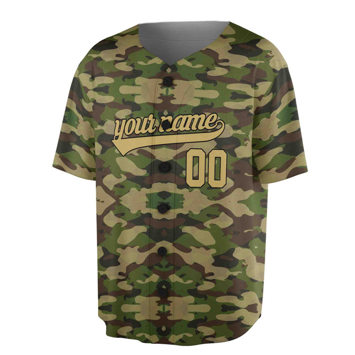 Custom Hunting Dad Baseball Jersey, Camo Deer Hunter Gift Custom Name Number Baseball Jersey S-5XL