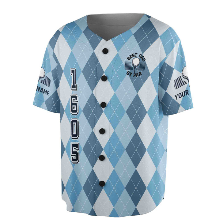 Custom Best Dad By Par Baseball Jersey, Personalized Name Number Golf Gift Baseball Jersey S-5XL