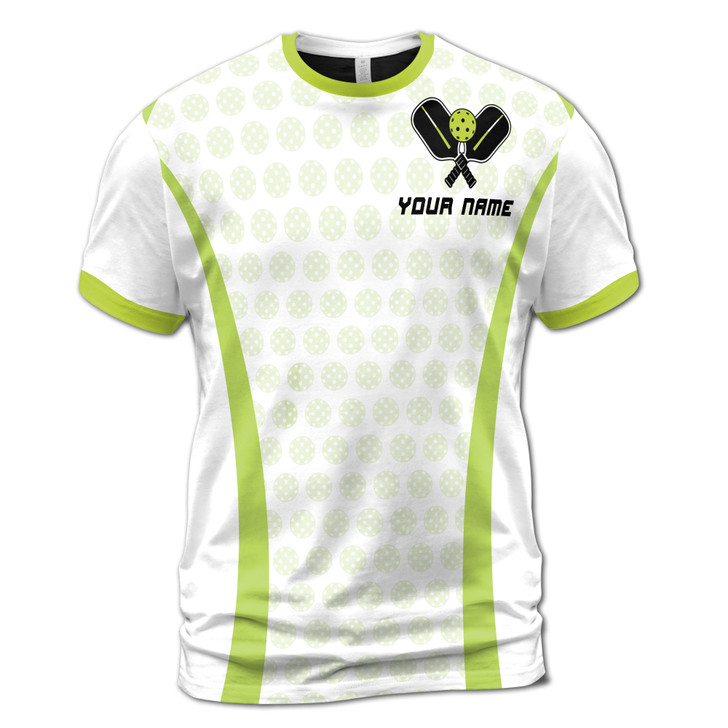 Custom Name Pickleball Paddle Ball Pattern White 3D T-Shirt S-5XL, For Friend