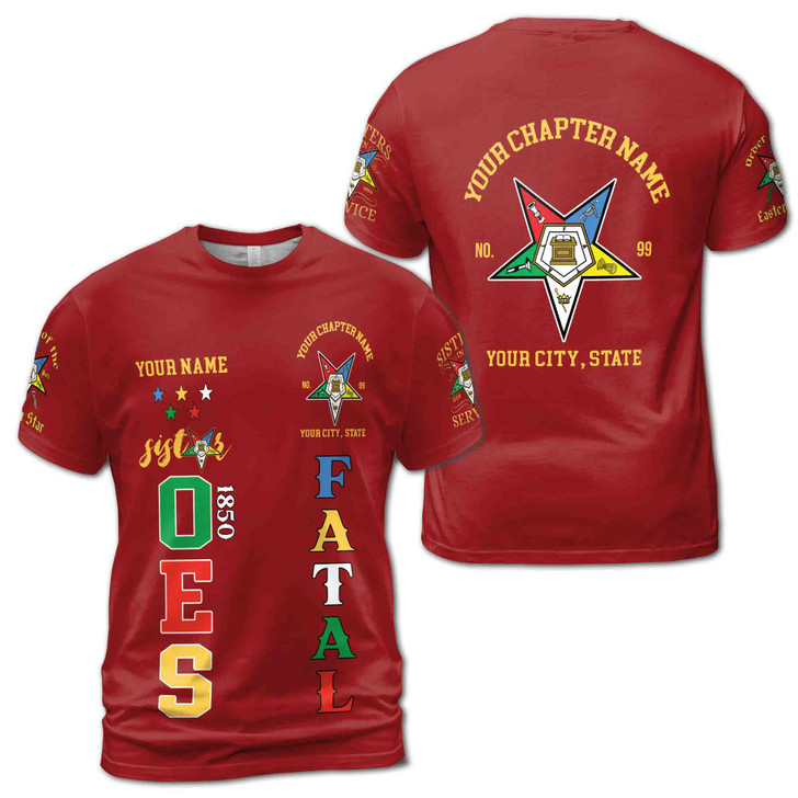 Custom 1850 OES Order Of The Eastern Star Unisex 3D T-shirt S-5XL