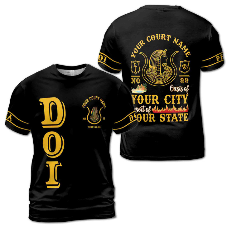 Personalized Court Name City State Anubis Egyptian Style Black Gold 3D T-Shirt S-5XL