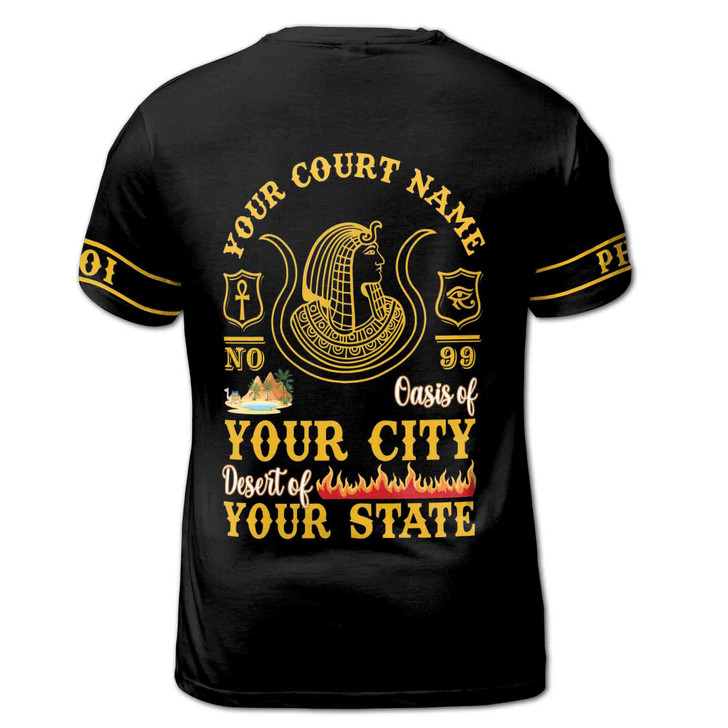 Personalized Court Name City State Anubis Egyptian Style Black Gold 3D T-Shirt S-5XL