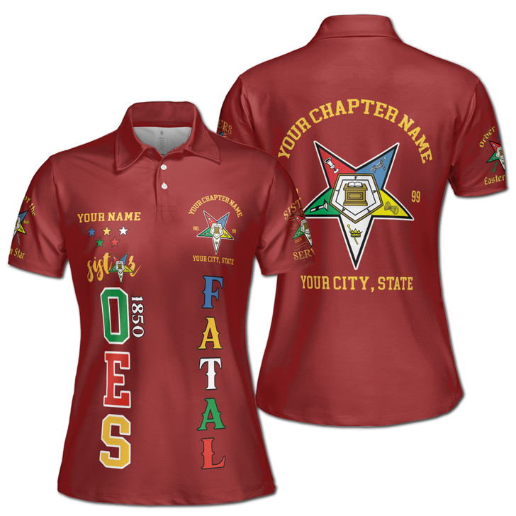 Custom 1850 OES Order Of The Eastern Star Women's Polo Shirt S-5XL