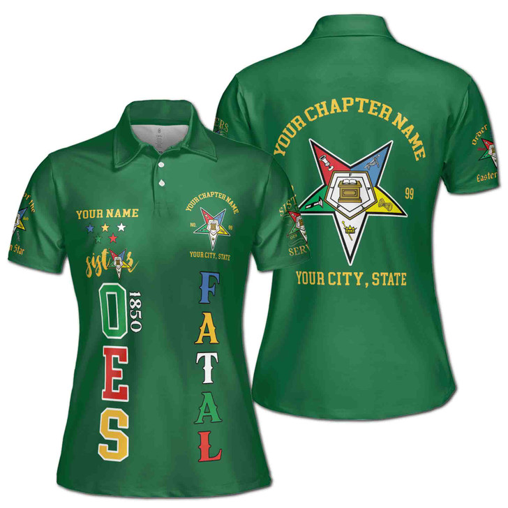 Custom 1850 OES Order Of The Eastern Star Women's Polo Shirt S-5XL