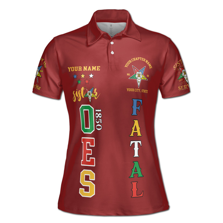 Custom 1850 OES Order Of The Eastern Star Women's Polo Shirt S-5XL
