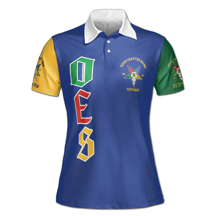 Customize Name OES Sistar Order Of The Eastern Star Women's Polo Shirt S-5XL