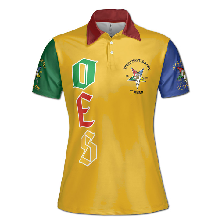 Customize Name OES Sistar Order Of The Eastern Star Women's Polo Shirt S-5XL