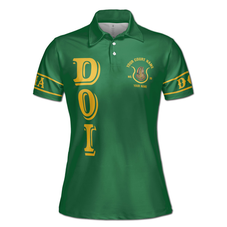Custom Egyptian Pharaoh Polo, Personalized Court Name Shirt Green Gold Women's Polo Shirt S-5XL