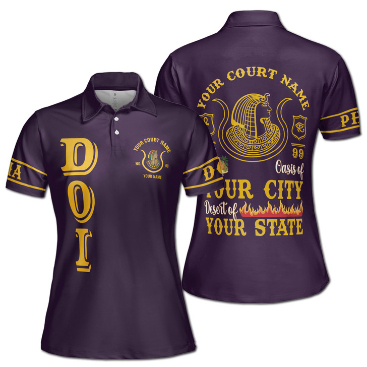 Custom Egyptian Pharaoh Polo, Personalized Court Name Shirt Green Gold Women's Polo Shirt S-5XL
