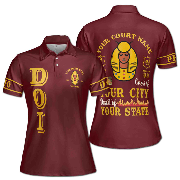 Custom Egyptian Pharaoh Polo, Personalized Court Name Shirt White Gold Women's Polo Shirt S-5XL