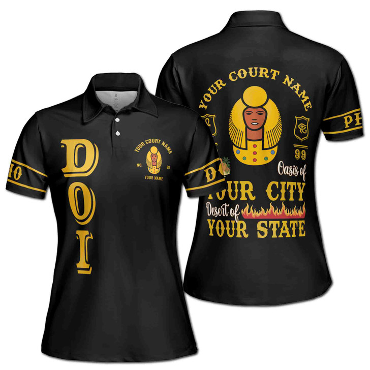 Custom Egyptian Pharaoh Polo, Personalized Court Name Shirt White Gold Women's Polo Shirt S-5XL