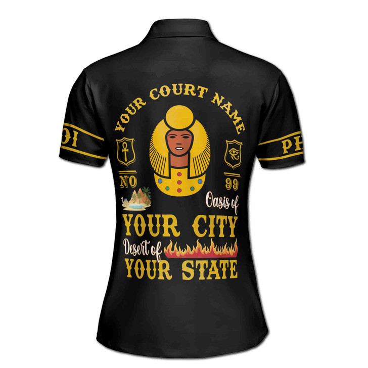 Custom Egyptian Pharaoh Polo, Personalized Court Name Shirt White Gold Women's Polo Shirt S-5XL