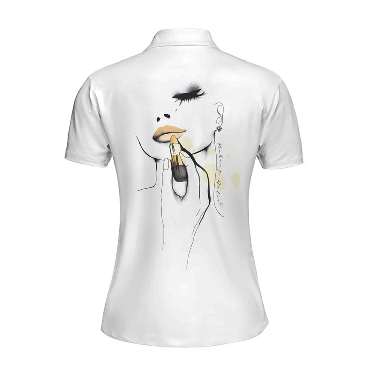 Custom Name Minimal Face Line Art Polo, Elegant Beauty Salon Women's Polo Shirt S-5XL
