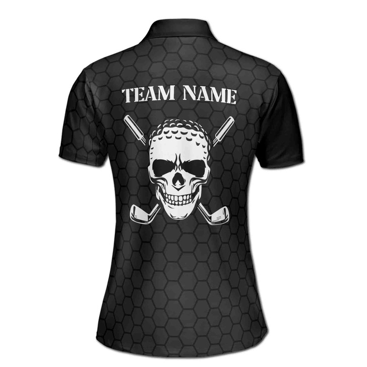 Custom Name Golf Skull American Flag Grunge Polo Women's Polo Shirt S-5XL