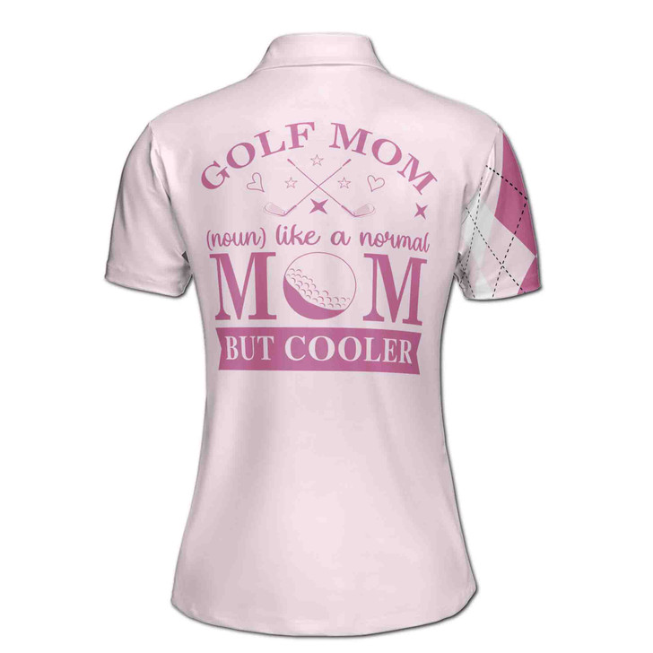 Custom Name Golf Mom But Cooler Polo, Pink Argyle Diamond Women's Polo Shirt S-5XL