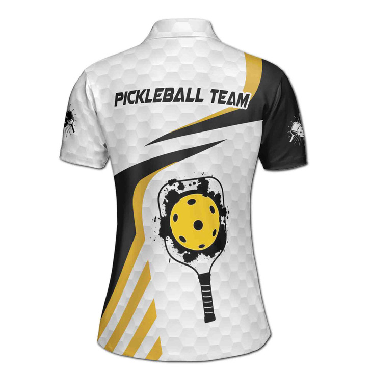 Custom Pickleball Team Polo for Women, Black Yellow Sport Print, Women's Polo Shirt S-5XL