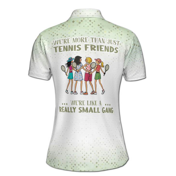 "We're More Than Just Tennis Friends" Funny Polo Shirt, Custom Name, Gradient Diamond Print Women's Polo Shirt S-5XL