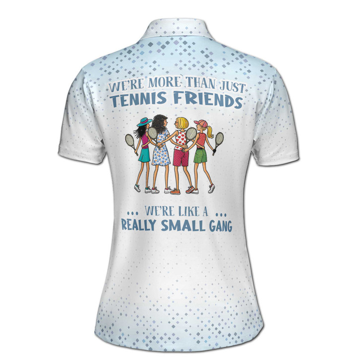"We're More Than Just Tennis Friends" Funny Polo Shirt, Custom Name, Gradient Diamond Print Women's Polo Shirt S-5XL