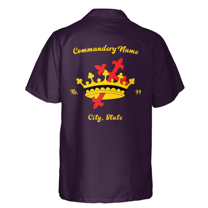 Customized Knights Templar Crown Cross Commandery Dark Blue Hawaiian Shirt S-5XL