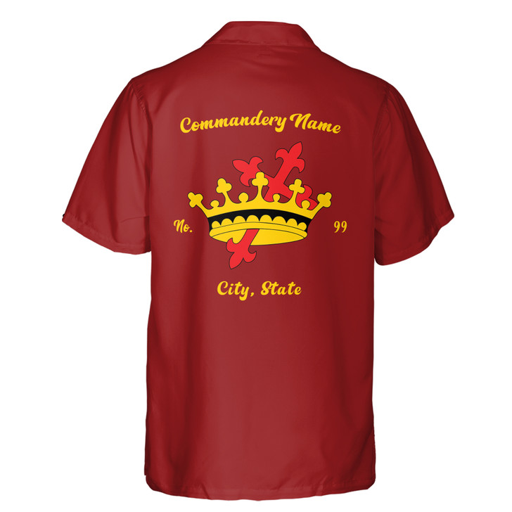 Customized Knights Templar Crown Cross Commandery Dark Blue Hawaiian Shirt S-5XL