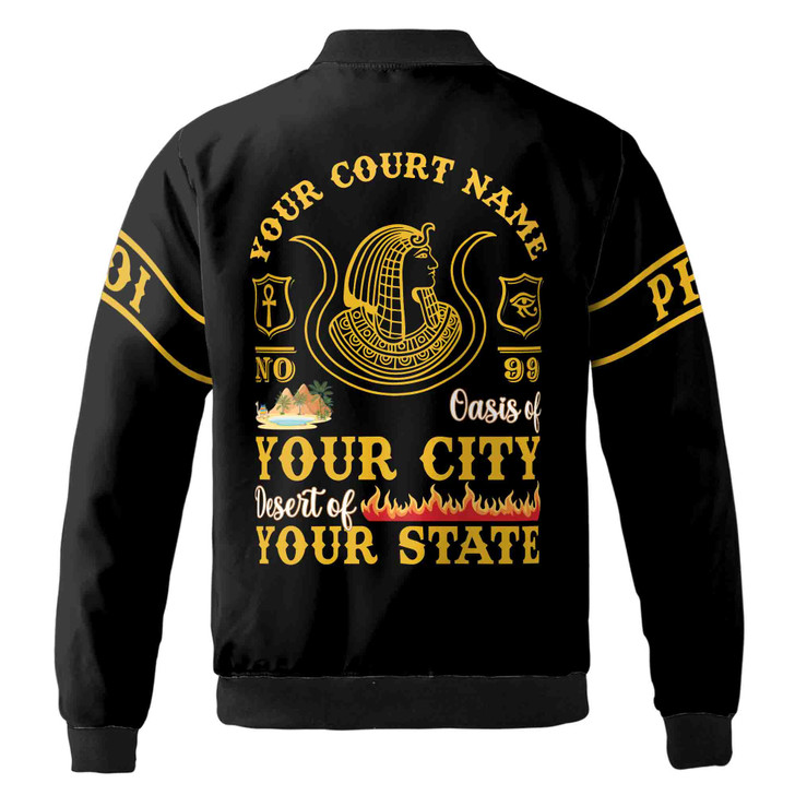 Imperial Court Anubis Egyptian Style Personalized Bomber Jacket, Custom Court Name City State S-5XL