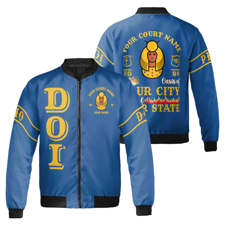 Imperial Court Anubis Egyptian Style Personalized Zip Bomber Jacket, Custom Court Name City State S-5XL