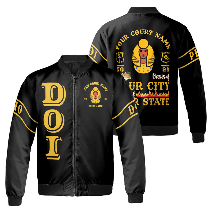 Custom DOI Zip Jacket, Anubis Egyptian Style, Personalized Court Name City State Bomber Jacket S-5XL