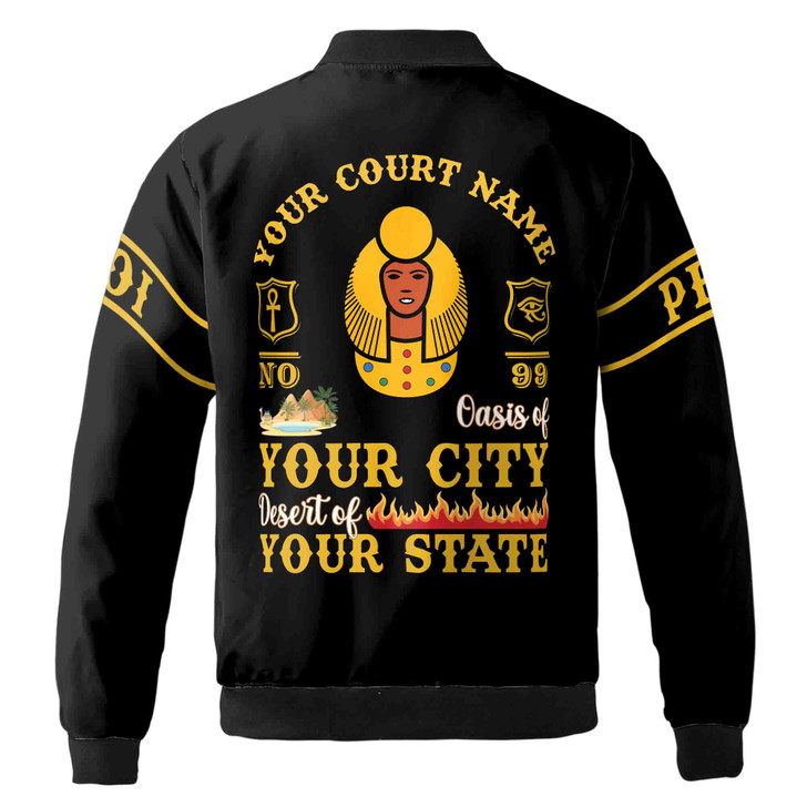 Imperial Court Anubis Egyptian Style Personalized Zip Bomber Jacket, Custom Court Name City State S-5XL
