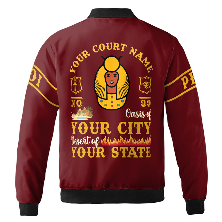 Imperial Court Anubis Egyptian Style Personalized Zip Bomber Jacket, Custom Court Name City State S-5XL