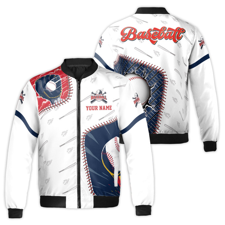 Customized Name Baseball Player Baseball On Flame Bomber Jacket S-5XL