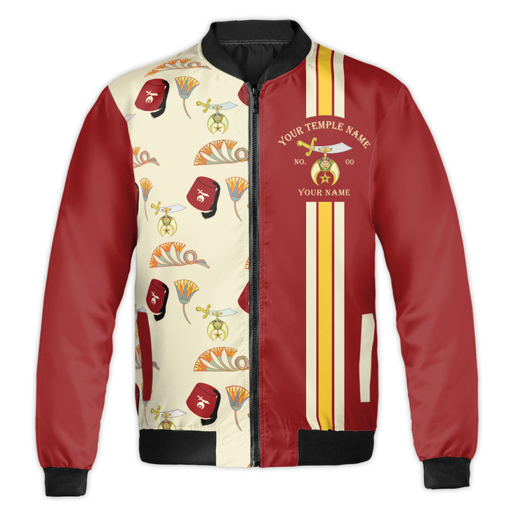 Custom Name Oasis Print Bold Red Color Personalized Bomber Jacket S-5XL