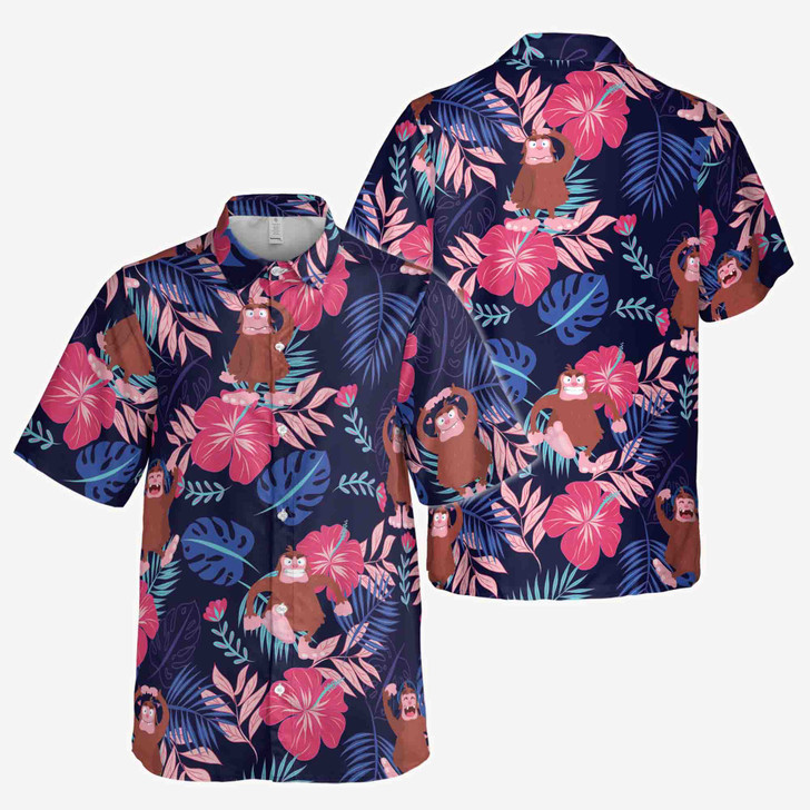 Funny Dancing Monkey In the Tropical Jungle Button Down Shirt S-5XL