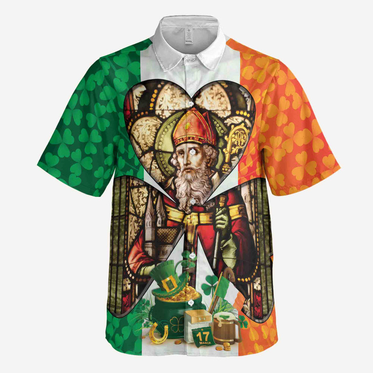 Retro Ireland Flag St. Pattrick's Day Irish Lucky Shamrock Button Down Shirt S-5XL