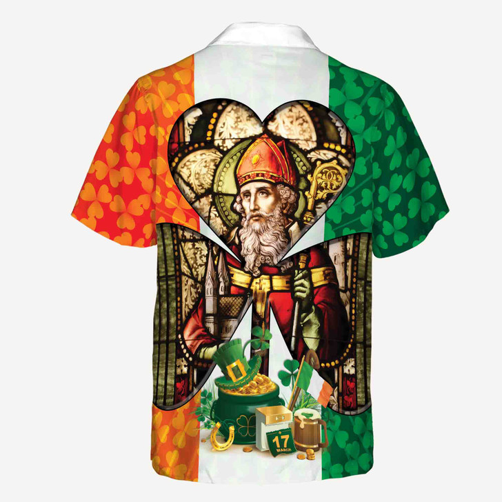 Retro Ireland Flag St. Pattrick's Day Irish Lucky Shamrock Button Down Shirt S-5XL
