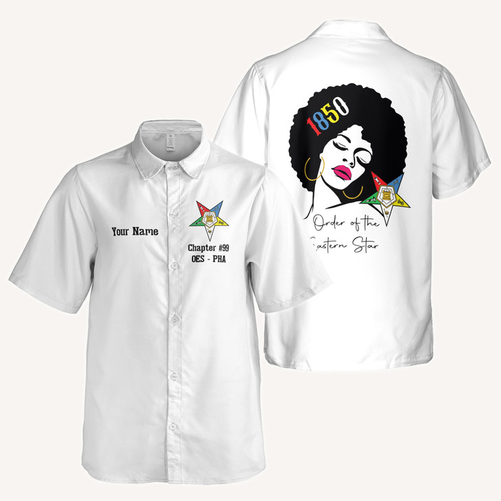 Customized 1850 Order of The Eastern Star OES Sistar Button Down Shirt S-5XL