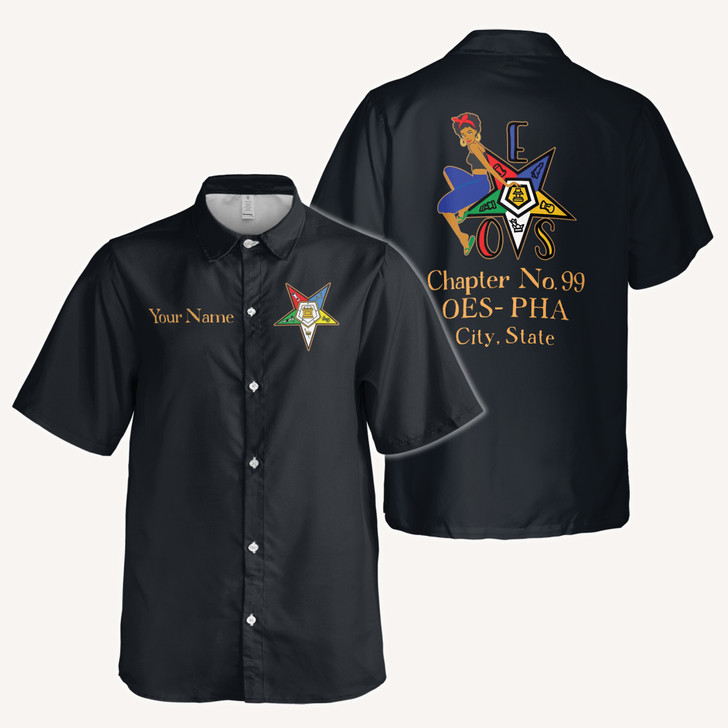 Custom Your Chapter OES Order of The Eastern Star Sistar Button Down Shirt S-5XL