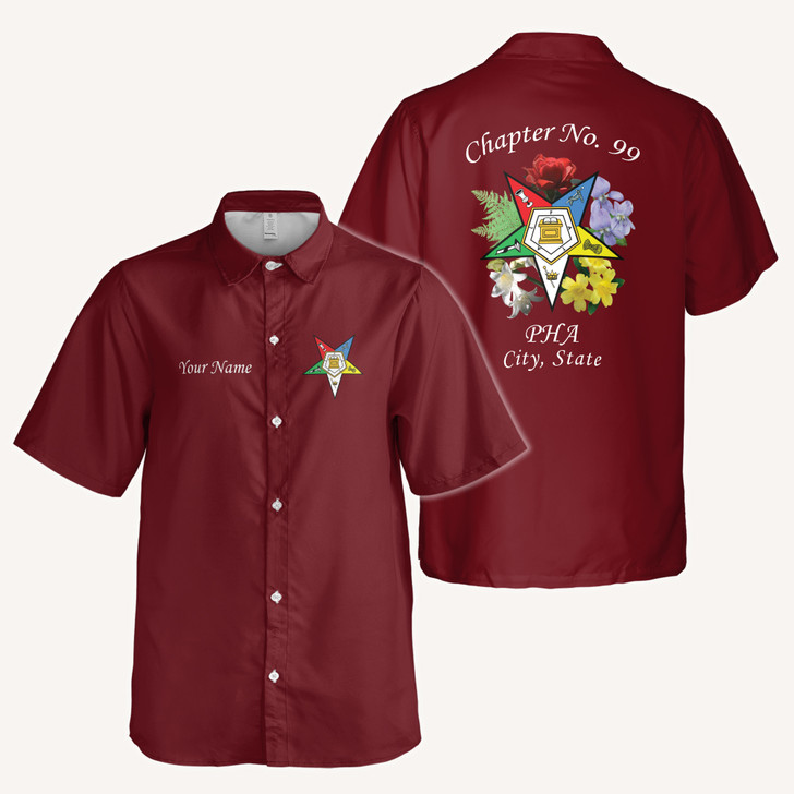 Customized OES Pentagon Down Floral Pattern Button Down Shirt S-5XL