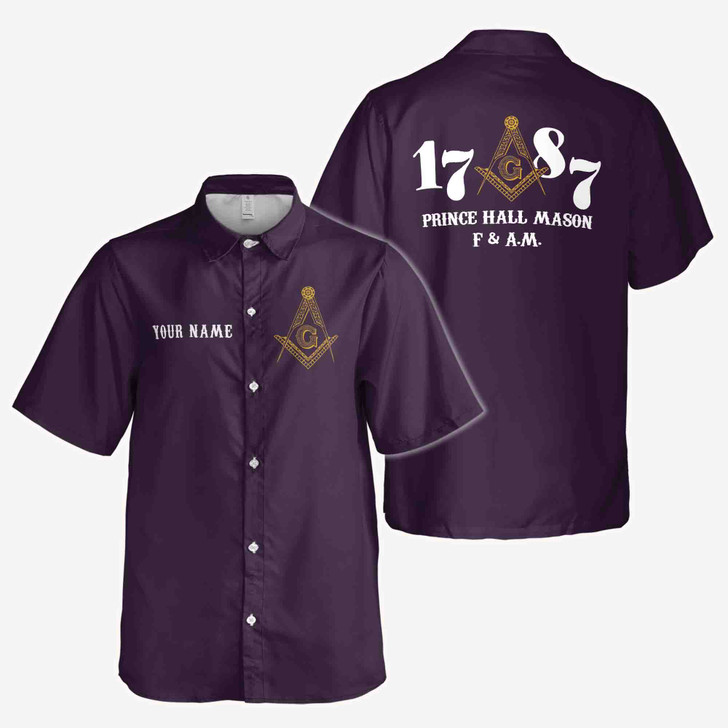 Customized Prince Hall Mason F&AM 1787 Freemason Button Down Shirt S-5XL