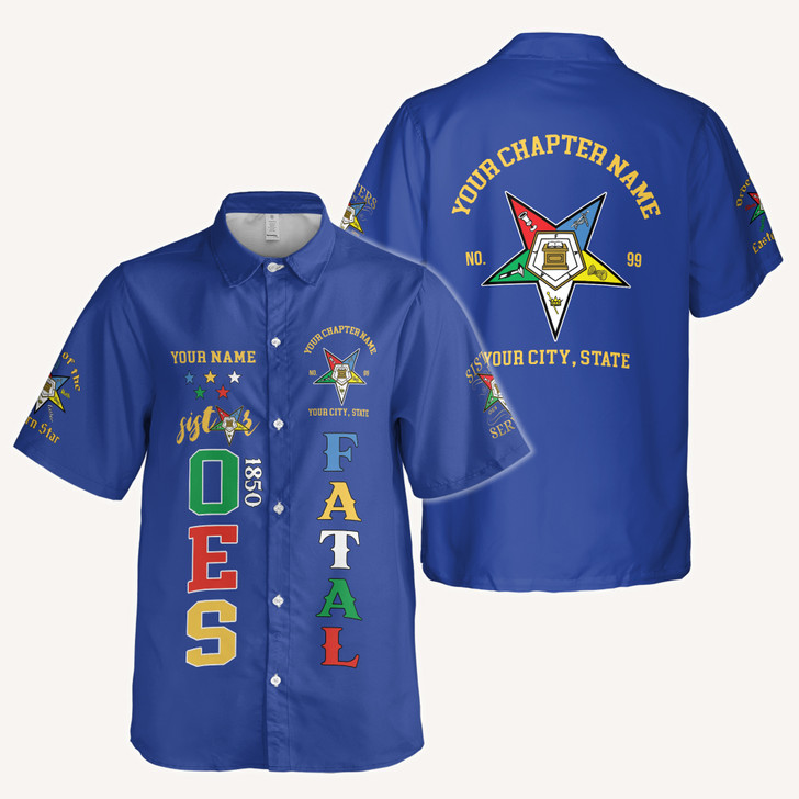 Custom 1850 OES Order Of The Eastern Star Button Down Shirt S-5XL