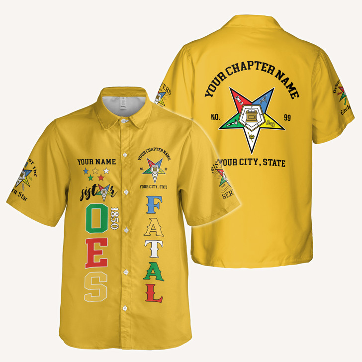 Custom 1850 OES Order Of The Eastern Star Button Down Shirt S-5XL