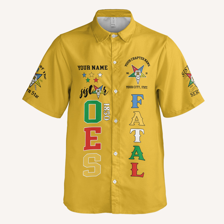 Custom 1850 OES Order Of The Eastern Star Button Down Shirt S-5XL