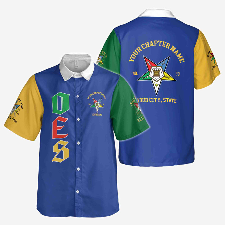 Customizd Name Chapter Name OES Sistar Order Of The Eastern Star Button Down Shirt S-5XL