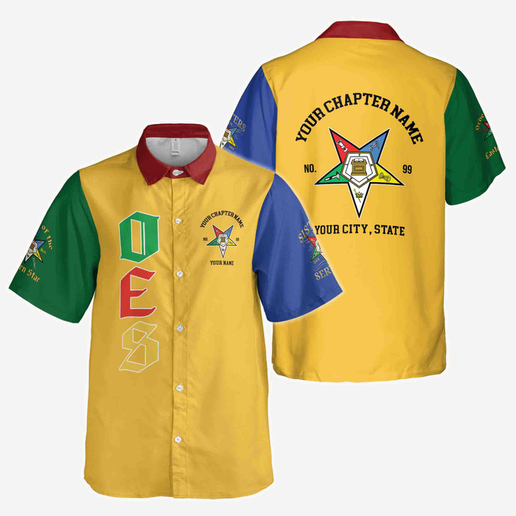 Customizd Name Chapter Name OES Sistar Order Of The Eastern Star Button Down Shirt S-5XL