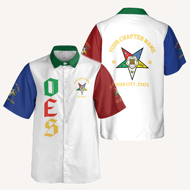 Customizd Name Chapter Name OES Sistar Order Of The Eastern Star Button Down Shirt S-5XL