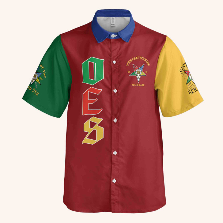 Customizd Name Chapter Name OES Sistar Order Of The Eastern Star Button Down Shirt S-5XL