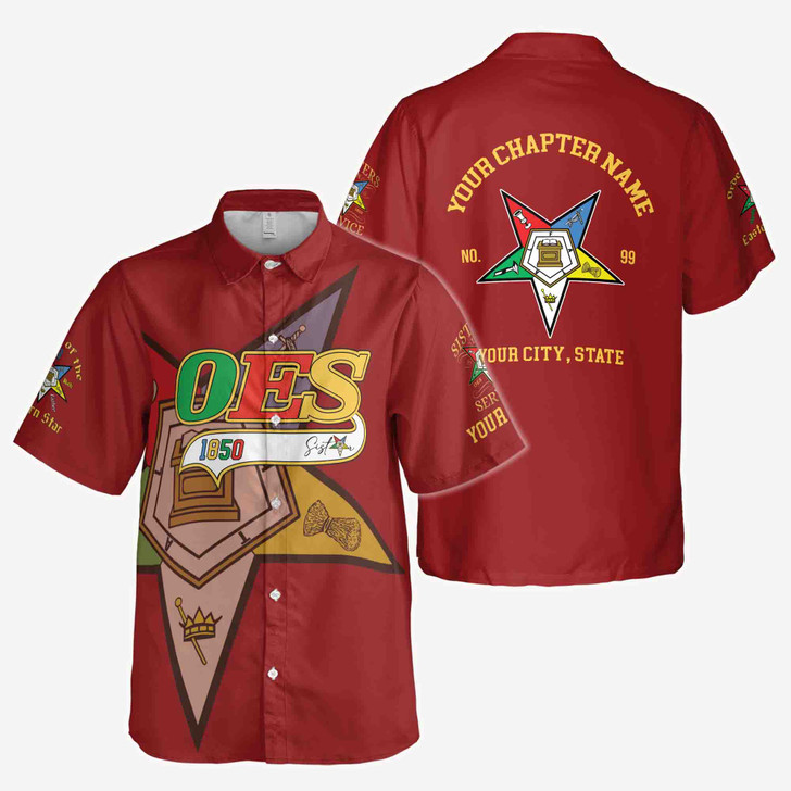 Personalized Multi-color Order of the Eastern Star OES Button Down Shirt S-5XL