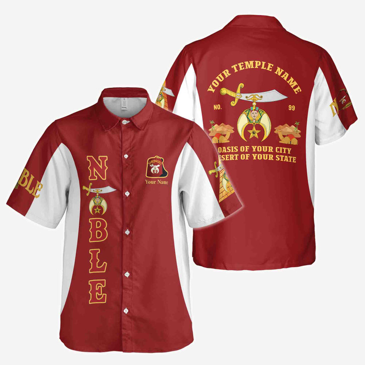 Customized Noble Shriners Temple Ancient Button Down Shirt S-5XL