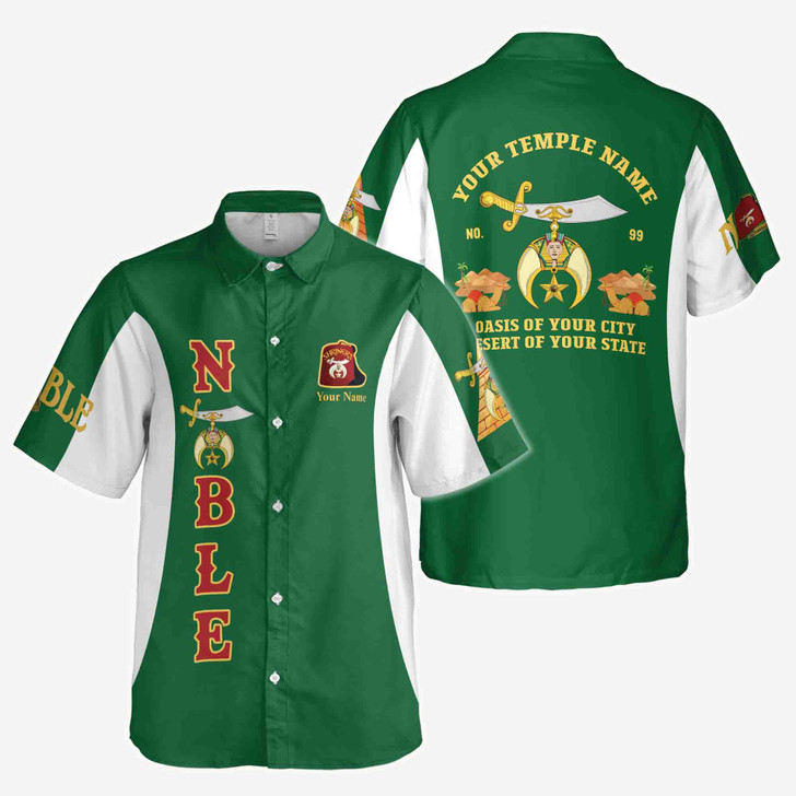 Customized Noble Shriners Temple Ancient Button Down Shirt S-5XL