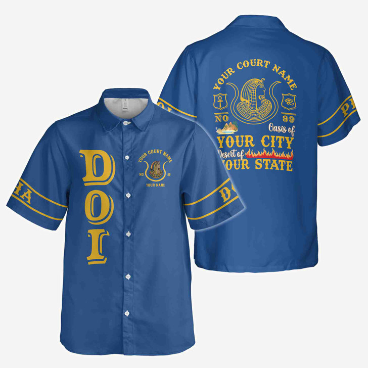 Personalized Court Name City State Anubis Egyptian Style Black Gold Button Down Shirt S-5XL