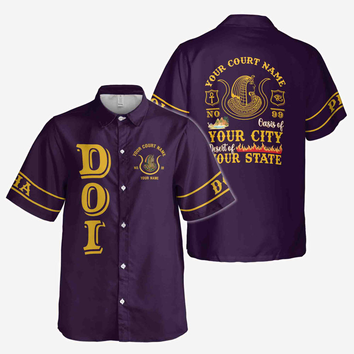 Custom DOI Zip , Anubis Egyptian Style, Personalized Court Name City State Button Down Shirt S-5XL